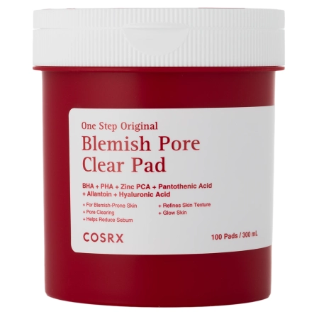 COSRX – One Step Original Blemish Pore Clear Pad – Reinigungspads gegen Unvollkommenheiten – 300 ml/100 Stück 