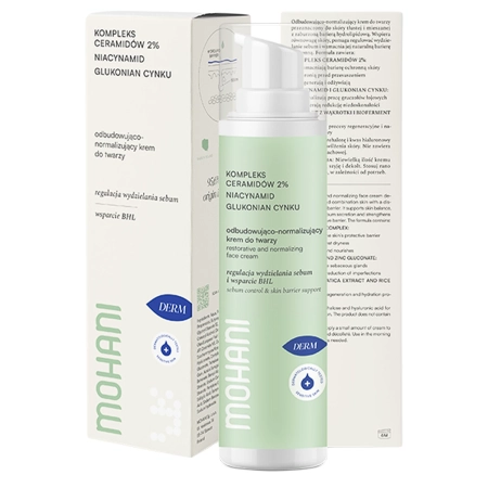 Mohani - Regenerierende und ausgleichende Gesichtscreme - Ceramid-Komplex 2 % - Niacinamid und Zinkgluconat - 50 ml