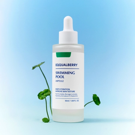 EQQUALBERRY - Swimming Pool Ampoule - Feuchtigkeitsspendende und lindernde Ampulle für das Gesicht - 50ml