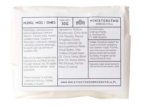 Ministerstwo Dobrego Mydła - Halbe Badekugel Milch-Honig-Hafer - 50g