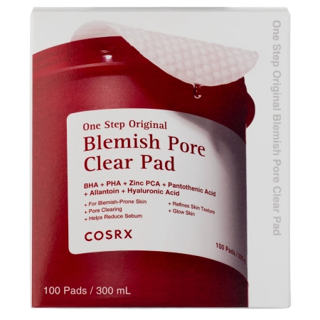 COSRX – One Step Original Blemish Pore Clear Pad – Reinigungspads gegen Unvollkommenheiten – 300 ml/100 Stück 