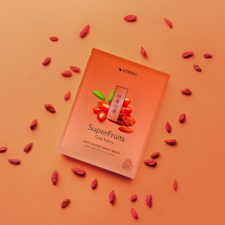 KORIKA - Superfruits Anti-aging Sheet Mask Goji Berry – Anti-Falten-Tuchmaske für das Gesicht – 1 Stück/25g