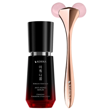 KORIKA -Anti-age Skincare Set - Anti-aging Serum 30 ml & 3D Face Roller – Anti-Falten-Set – Serum + Roller – 30ml+1 Stüc