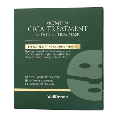 WellDerma - Premium Cica Treatment Repair Fitting Mask Set - Regenerierende Hydrogel-Gesichtsmasken im Set - 4x25g