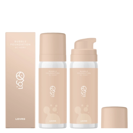 LOVRO – Bubble Foundation – Foundation mit luftiger, strahlender Formel – 01 Ivory – 50 ml 