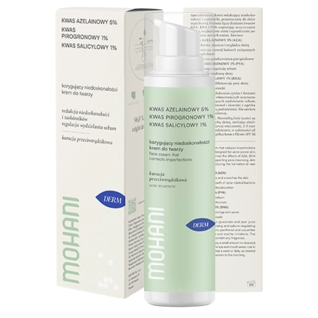 Mohani - Korrekturcreme für zu Akne neigende Haut - mit 5 % Azelainsäure, 1 % Pyroglutaminsäure und 1 % Salicylsäure – 50 ml