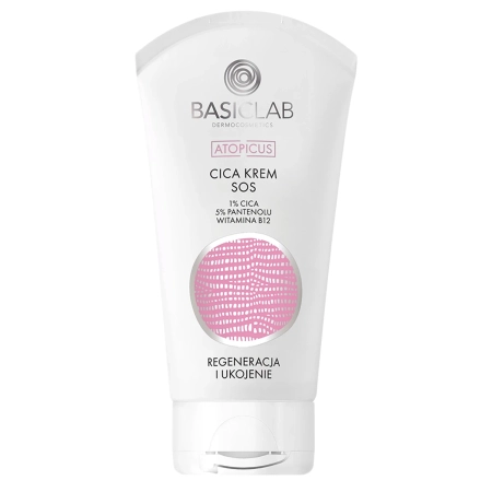 BasicLab - Dermokosmetik Atopicus CICA SOS-Creme für ultrauempfindliche Haut, 1% CICA, 5% Panthenol, Vitamin B12 - 75ml