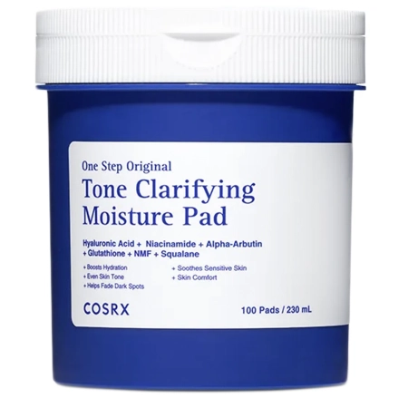 COSRX – One Step Original Tone Clarifying Moisture Pad – Feuchtigkeitsspendende und reinigende Gesichtspads – 230 ml/100 Stück 