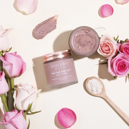 Mary&May - Rose Hyaluronic Hydra Wash off Pack - Feuchtigkeitsspendende Lehm-Maske - 125g