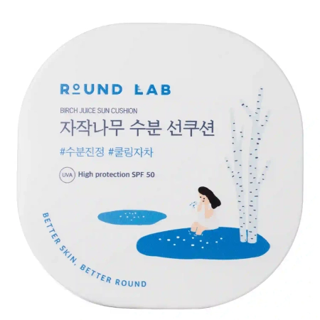 Round Lab - Birch Juice Moisturizing Sun Cushion SPF50 - Feuchtigkeitsspendende Sonnencreme mit Birkensaft - 15g