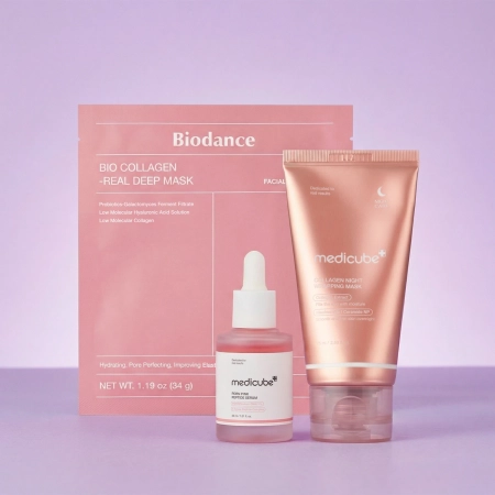 Double Collagen Boost Set - 75 ml + 34 g + 30 ml, Peel-Off-Maske