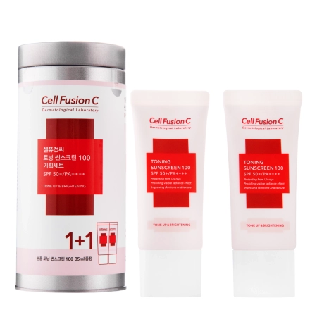 Cell Fusion C – Toning Sunscreen SPF50+ / PA ++++ – Aufhellende Gesichtscreme – 2x35ml