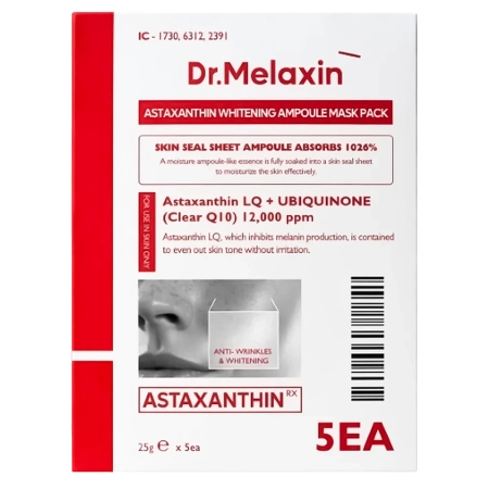 Dr. Melaxin - Astaxanthin Whitening Ampoule Mask - Set mit aufhellenden Tuchmasken mit Astaxanthin - 5 x 25 g