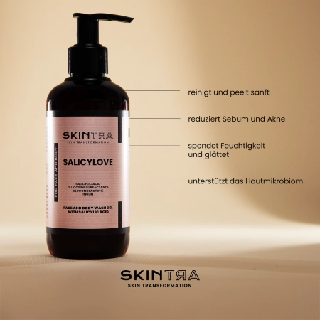 SkinTra - Salicylove - Gesichts- und Körperreinigungsgel mit Salicylsäure  - 250ml 