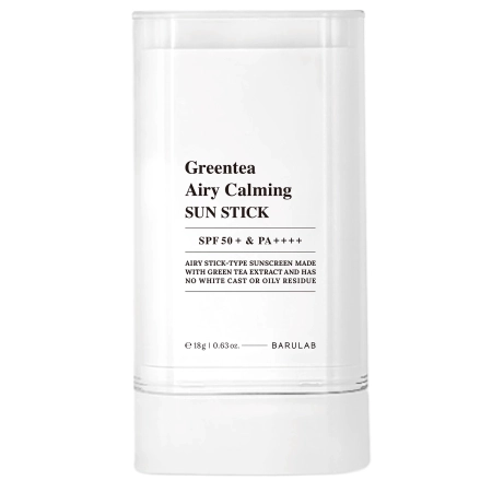 Barulab - Greentea Airy Calming Sun Stick SPF50+ PA++++ - Lindernder Sonnenschutz-Stick fürs Gesicht - 18g