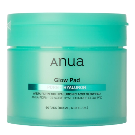 Anua - PDRN 100 Hyaluronic Acid Glow Pad - Feuchtigkeitsspendende und aufhellende Gesichtspads - 180 ml/60 Stück