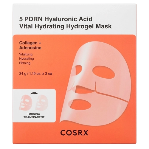 COSRX - 5 PDRN Hyaluronic Acid Vital Hydrating Hydrogel Mask - Set mit feuchtigkeitsspendenden Hydrogelmasken - 34gx3Stk
