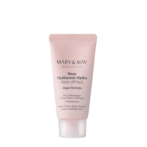 Mary&May - Rose Hyaluronic Hydra Wash off Pack - Creme Gesichtsmaske mit weißer Tonerde - 30g