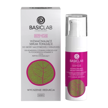 BasicLab - Esteticus - Stärkendes, tonisierendes Serum für vaskuläre und empfindliche Haut 15% EGF-Wachstumsfaktor-Komplex, 1% Vitamin K-Derivate, CICA - 30ml