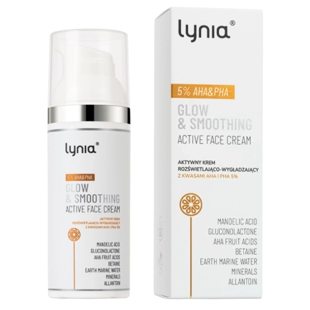 Lynia – Aktive Aufhellende & Glättende Creme mit AHA- und PHA-Säuren 5% – 50 ml
