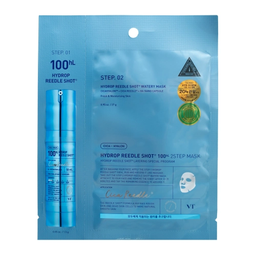 VT Cosmetics - Hydrop Reedle Shot 100hL 2-stufige Maske - Feuchtigkeitsspendende Hydrogel-Gesichtsmaske - 1,5g+27g
