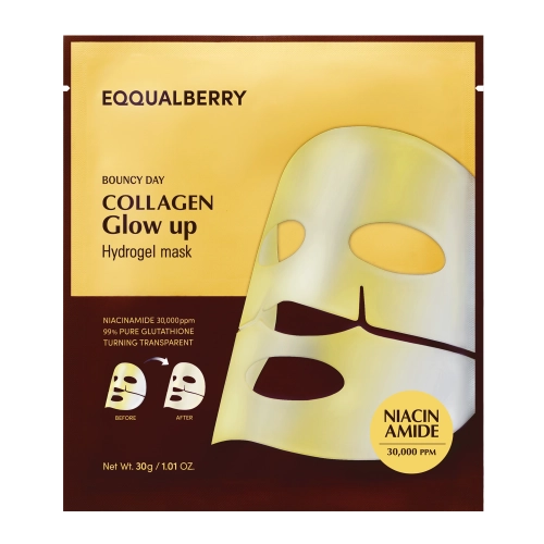 EQQUALBERRY - Collagen Glow Up Hydrogel Mask - Aufhellende Kollagen-Gesichtspflegemaske - 30g