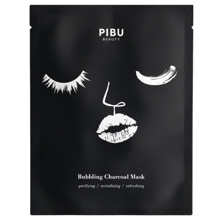 PIBU Beauty - Bubbling Charcoal Mask - Reinigende Tuchmaske fürs Gesicht - 27ml