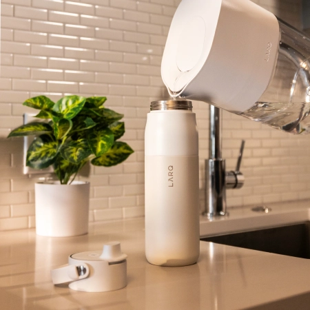 LARQ - Bottle PureVis 2 - Intelligente, selbstreinigende Filterflasche mit UV-C-Licht - Granite White - 1L