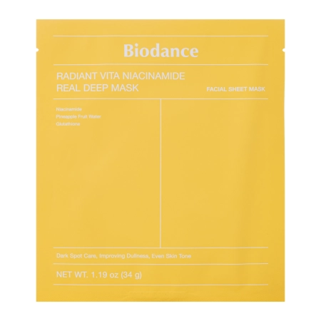 Biodance - Radiant Vita Niacinamide Real Deep Mask - Aufhellende Gesichtsmaske - 1pc/34g