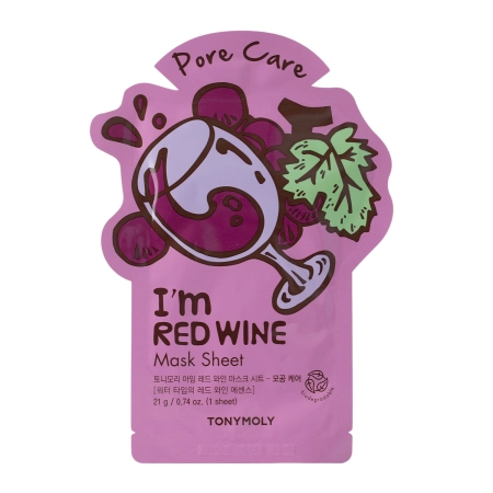 TonyMoly - I'm Real Red Wine Mask Sheet Pore Care - Verjüngende Tuchmaske - 1pc/21ml
