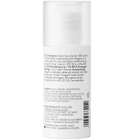 Geek & Gorgeous - Cheer Up - Mittleres Peeling für Misch- und Aknehaut mit 6 % Mandelsäuren und BHA - 30ml