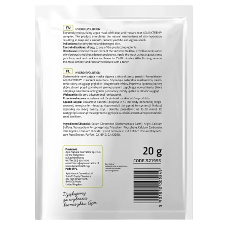Apis - Hydro Evolution - Feuchtigkeitsspendende Algenmaske mit Birne und Rhabarber AQUAXTREM™ - 20 g
