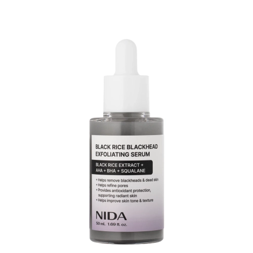 NIDA - Black Rice Blackhead Exfoliating Serum - Peeling-Serum für das Gesicht mit Extrakt aus schwarzem Reis - 50 ml