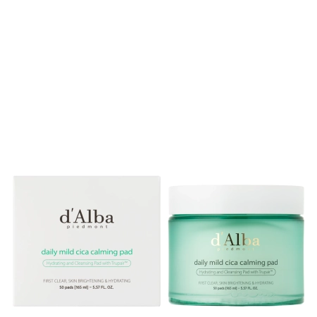 d’Alba - Daily Mild Cica Calming Pad - Beruhigende Gesichtspads mit Centella Asiatica - 50 Stück
