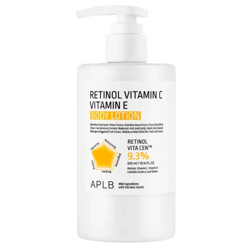 APLB - Retinol Vitamin C Vitamin E Body Lotion - Glättende und straffende Körperlotion mit Retinol sowie Vitamin C und E - 300 ml