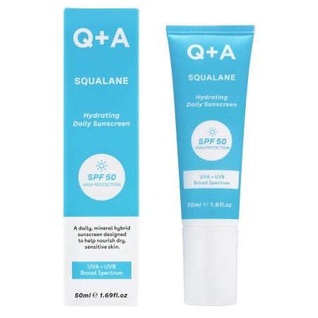 Q+A - Squalane SPF50 Hydrating Facial Sunscreen - Feuchtigkeitsspendende Sonnencreme für das Gesicht mit Squalan und SPF 50 - 50 ml