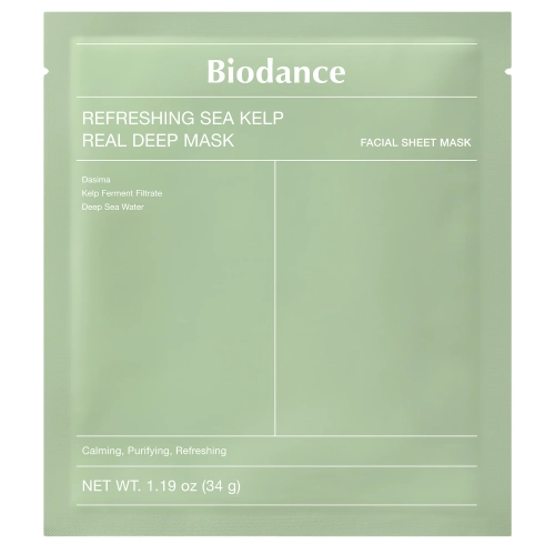 Biodance - Refreshing Sea Kelp Real Deep Mask - Lindernde und feuchtigkeitsspendende Gesichtsmaske - 1 Stück/34g