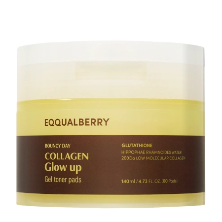 EQQUALBERRY - Collagen Glow Up Gel Toner Pad – Aufhellende Gesichtspads – 60 Stück/140 ml
