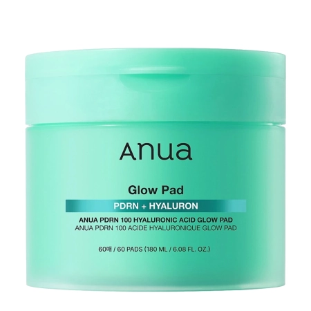 Anua - PDRN 100 Hyaluronic Acid Glow Pad - Feuchtigkeitsspendende und aufhellende Gesichtspads - 180 ml/60 Stück