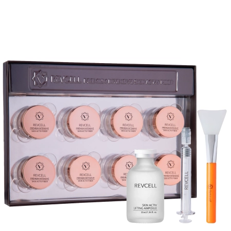 REVCELL - Premium Intensive Skin Activ Fiber Set - Straffendes und feuchtigkeitsspendendes Gesichtspflege-Set - Fäden + Ampulle - 8 Stück + 55 ml