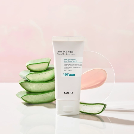 Cosrx - Aloe 54.2 Aqua Tone-Up Sunscreen SPF50+/PA++++ - Feuchtigkeitsspendende Sonnenschutzcreme - 50ml 