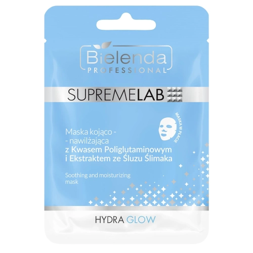 Bielenda Professional - Supremelab - Hydra Glow - Beruhigende und feuchtigkeitsspendende Tuchmaske mit Polyglutaminsäure und Schneckenschleimextrakt - 1 Stk.