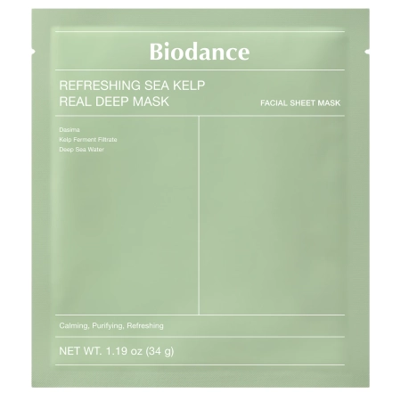 Biodance - Refreshing Sea Kelp Real Deep Mask - Lindernde und feuchtigkeitsspendende Gesichtsmaske - 1 Stück/34g