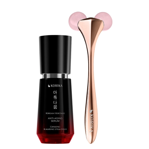 KORIKA -Anti-age Skincare Set - Anti-aging Serum 30 ml & 3D Face Roller – Anti-Falten-Set – Serum + Roller – 30ml+1 Stüc