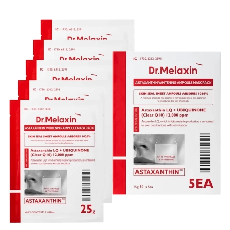 Dr. Melaxin - Astaxanthin Whitening Ampoule Mask - Set mit aufhellenden Tuchmasken mit Astaxanthin - 5 x 25 g