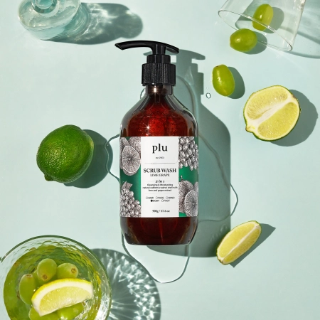 plu - Scrub Wash - Peeling-Duschgel - Lime Grape - 500 g 