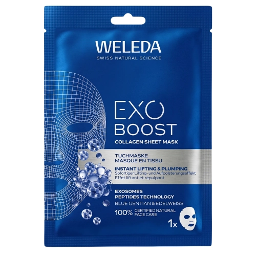 WELEDA - Exo Boost Collagen Sheet Mask - Kollagen-Tuchmaske mit Gentiana Lutea und Edelweiß - 1 Stk./20ml