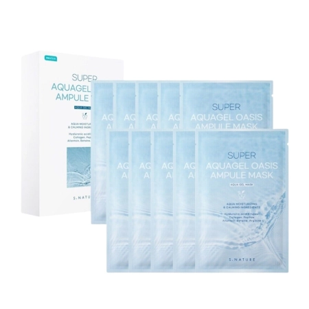 S.Nature - Super Aquagel Oasis Ampoule Mask Set - Set von Feuchtigkeitsspendenden Tuchmasken für das Gesicht - 10x30ml