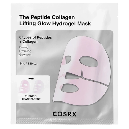 COSRX – Peptide Collagen Glow Hydrogel Mask – Hydrogelmaske mit Peptiden und Kollagen – 34g