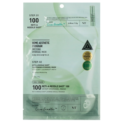 VT Cosmetics - Reti-A Reedle Shot 100 2Step Hydrogel Mask - Glättende Hydrogel-Gesichtsmaske - 1,5g + 33g